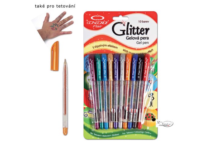 Sada gelových per Concorde Glitter 10ks