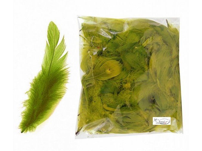 Peří dekorační 10g - Olivové