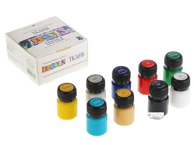 Sada barev na textil Decola 9 ks