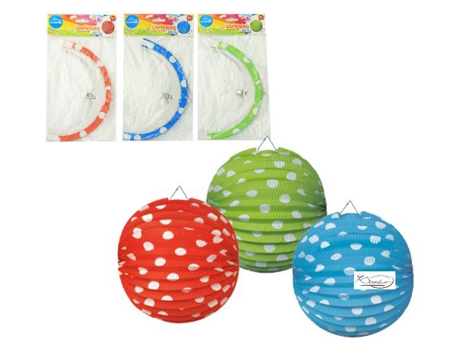 Lampion 25cm kulatý Puntík mix