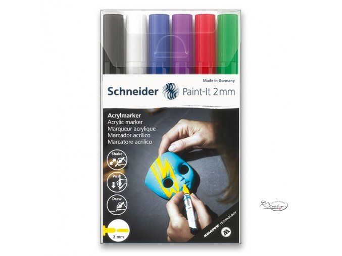 Akrylový popisovač Schneider souprava 6 / 2 mm
