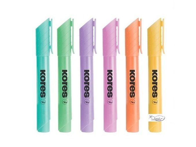 Zvýrazňovač Kores  High Liner Plus pastel - sada 6 barev