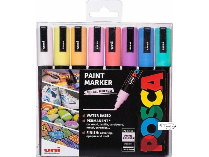 Sada akrylových popisovačů POSCA pastelové barvy 8 ks - 1,8  - 2,5 mm