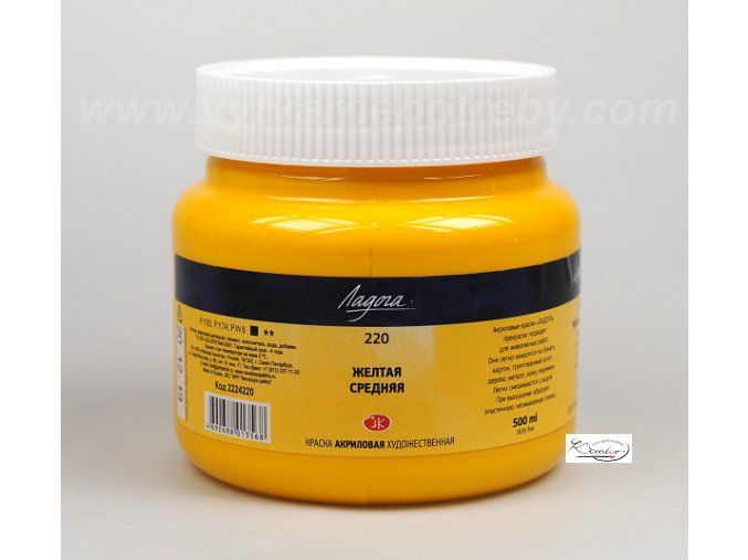 Akrylová barva Ladoga 500 ml - žlutá střední