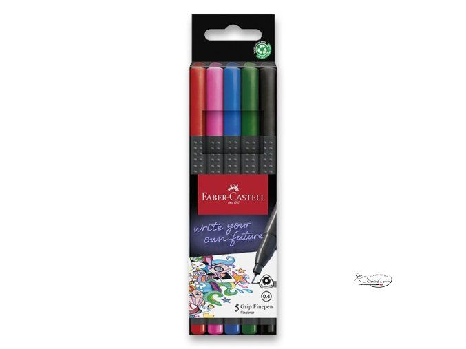Fineliner Faber-Castell Grip - 5 barev, základní barvy