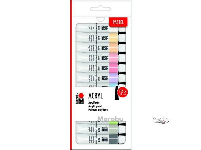 Akrylové barvy Marabu 12 x 12 ml - pastelové
