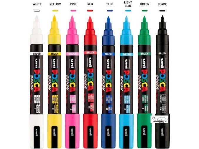 Sada akrylových popisovačů Posca Brush 8 ks - základní barvy