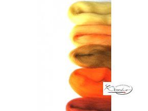 Ovčí vlna merino česaná 20g Mix 5 slunečních barev