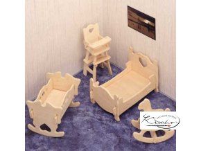Dřevěná skládačka 3D puzzle - Dětský pokoj