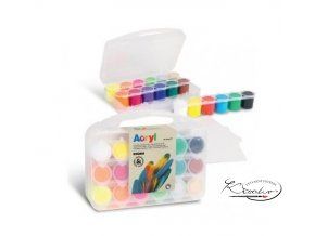 Akrylové barvy PRIMO - 18 x 25 ml + 2 x mini plátno