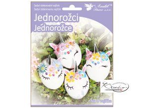 Sada k dekorování 4 ks vajíček - jednorožci