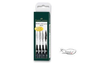 POPISOVAČ FABER-CASTELL PITT ARTIST PEN - SADA 4 KS, S, F, M, B, ČERNÉ